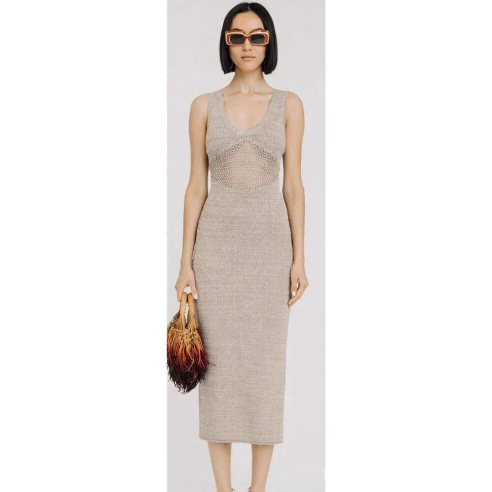 Torn by ronny kobo Dress Melanie  Sand White Sexy Knit Crochet Large